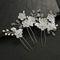 3/5pcs pettine per capelli da sposa forcine per capelli da sposa set pettine laterale per capelli in cristallo d'argento pettine a forma di u fiore strass accessori per capelli da sposa per la sposa