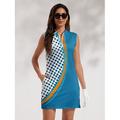 Per donna vestito da golf Blu Senza maniche Protezione solare Completo da tennis A pois Abbigliamento da golf da donna Abbigliamento Abiti Abbigliamento