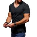 t-shirt da uomo con scollo a V t-shirt - magliette corte da uomo tinta unita manica corta slim fitness allenamento atletico business casual basic grandi camicie alte nero grigio verde militare