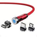 essager cavo di ricarica magnetico 540 caricatore magnetico rotante del telefono nylon intrecciato cavo usb magnetico per il telefono samsung xiaomi cavo del caricatore veloce cavo dati del telefono 3