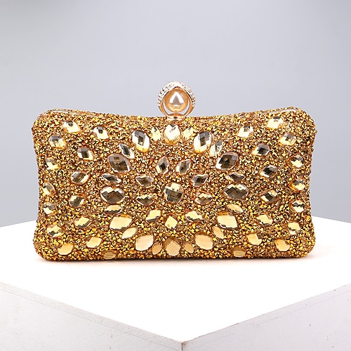 Per donna Clutch Borsa da sera Polsiera Borse a Mano Poliestere Feste Quotidiano Addio al nubilato Strass Perle Catena Grande Capacità Leggero Durevole Tinta unica Blocco di colori Argento Blu chiaro