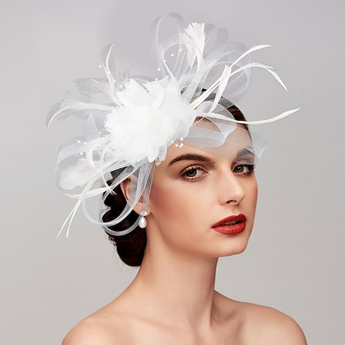 Eleganti cappelli fascinator copricapo rete tulle clip cerchietto con piuma fiore floreale Kentucky matrimonio tea party corsa di cavalli chiesa cocktail vintage per donne dress Race Day