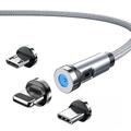 5a cavo di ricarica multi magnetico 3,3 piedi 6,6 piedi da usb a a fulmine / micro / tipo c ricarica rapida 3 in 1 caricatore per telefono rotante a 540 ° cavo usb intrecciato in nylon per dispositivo iphone / micro usb / tipo c