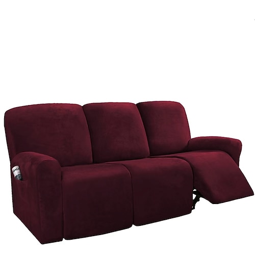 copridivano reclinabile componibile fodera 1 set di 8 pezzi microfibra elasticizzata alta elasticità bordeaux rosso velluto di alta qualità copridivano copridivano per 3 posti cuscino divano
