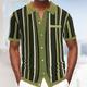 Per uomo Camicia Camicia Estiva Camicia casual Camicia da Spiaggia Camicia con Bottoni Camicie a righe Bianco Marrone Verde Manica Corta A righe Bavero Vacanza Camicia hawaiana Lavorato a maglia