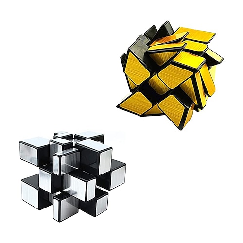 Set di Cubi Magici a Specchio Pack di 2 Cubi a Specchio 3x3x3 Cubo Dismorfismo Cubo a Ruota Dorata e Cubo a Specchio Argento Bundle di Cubi di Velocità Puzzle Giochi Giocattolo per Bambini e Adulti