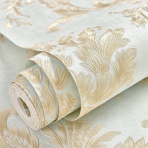 Sfondi fantastici Carta da parati floreale Carta da parati damascata 3D Murale Copertura murale Pellicola adesiva Rimovibile autoadesiva in rilievo Damasco europeo non tessuto Decorazione domestica