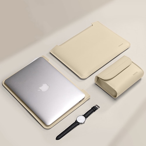 custodie per laptop custodia per laptop 12 13,3 15,6 pollici per macbook air pro hp dell lenovo asus custodia per notebook chromebook cover custodia in pelle pu waterpoof con piccola borsa per viaggi d'affari in ufficio