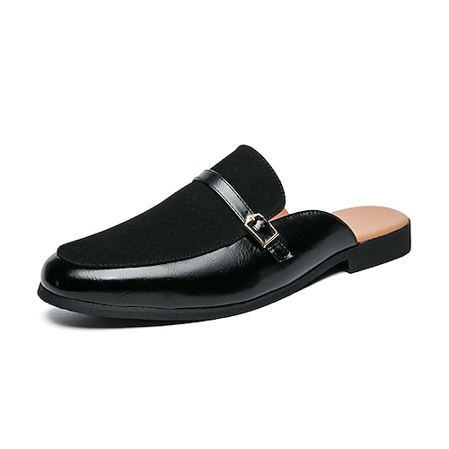 Mocassini slip-on da uomo in similpelle e pelle scamosciata marroni – eleganti scarpe casual slip-on con fibbia per l'uso quotidiano, il lavoro e le occasioni informali