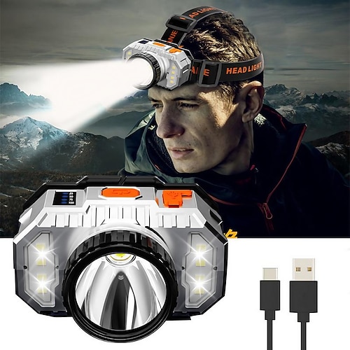 mini piccolo faro transfrontaliero lampada da minatore per la pesca notturna all'aperto torcia a led montata sulla testa impermeabile ricaricabile usb faro a luce forte