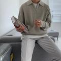 Per uomo Felpa Maglione con zip Maglione polo pullover Maglione A coste Maglia Tunica Mezza Zip Lavorato a maglia Liscio Collo ripiegabile Tenere al caldo Contemporaneo moderno Ufficio Da tutti i