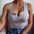 Canottiera Donna Top Senza Maniche Nera Bianca Gialla Semplice Party Sport Streetwear Casual Sexy V Collo Regular S