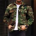 Stampe astratte Camouflage Sportivo Di tendenza Streetwear Per uomo Camicia Giacca da camicia Esterno Strada Informale Autunno inverno Collo ripiegabile Manica lunga Verde militare, Verde S, M, L