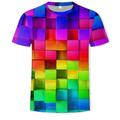 Per uomo Grafico Geometrico 3D Maglietta Manica Corta maglietta Girocollo Camicia Casuale Quotidiano Viola Verde Arcobaleno Estate Abbigliamento Taglia standard asiatici S M L XL XXL 3XL