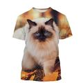 Per uomo Unisex Animale Gatto Stampe Grafiche Maglietta Manica Corta maglietta Stampa 3D Girocollo Camicia Sport Designer Casual All'aperto Streetwear Quotidiano Nero / Bianco Nero Nero Nero Estate