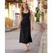 Boston Proper - Black - Scoop Neck Ruched Rib Knit Midi Dress - Large