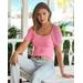 Boston Proper - Aurora Pink - Crochet Puff Sleeve Square Neck - Medium