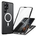 telefono Custodia Per Samsung Galaxy S25 Ultra S24 S23 S22 S21 Ultra Plus Custodia Integrale Custodia ad adsorbimento magnetico Con Magsafe Portatile Flip Trasparente Trasparente Tinta unita Lega di