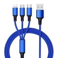 Cavi 3 in 1, cavo di ricarica del telefono a/c per telefono tipo c adattatore di sincronizzazione intrecciato in nylon micro per Android/telefono/tablet, connettore in lega 3d tpe, anima in rame
