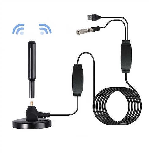 antenna tv digitale hdtv amplificata portata 3600 miglia indoor outdoor w/base magnetica
