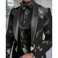 Tuxedo da matrimonio da uomo festa nerobeige navy blu jacquard slim fit 3 pezzi a un bottone