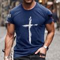 t-shirt da uomo t-shirt t-shirt grafica croce girocollo blu grigio grigio scuro rosso manica corta taglie forti casual quotidiano top basic designer slim fit grande e alto / estate / estate