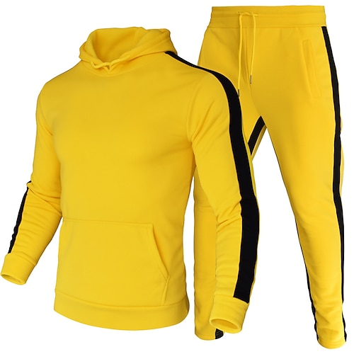 Per uomo Tuta da Ginnastica Tuta da Allenamento Coulisse 2 Pezzi A righe Set di Abbigliamento Completo Abbigliamento Primavera Nero Bianco Allenamento in Palestra Jogging Allenamento Calore Termico