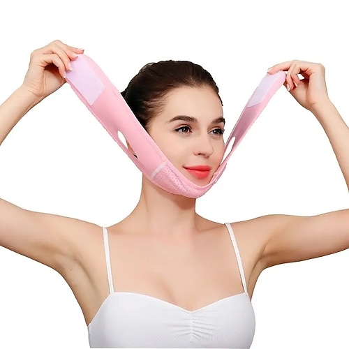 Riduttore doppio mento riutilizzabile Maschera viso rassodante lifting a forma di V Maschera viso antirughe liscia Maschera per il sollevamento del viso Cintura per il sollevamento del viso