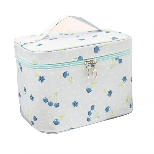 borsa da donna borsa per il trucco borsa per cosmetici borsa da toilette in poliestere festa da viaggio grande capacità traspirante durevole cartone animato rosa-nero rosa ciliegia blu stella