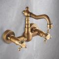 rubinetto da cucina in ottone antico, bocca standard a parete due maniglie due fori rubinetti da cucina tradizionali diffusi con interruttore caldo e freddo e valvola in ceramica