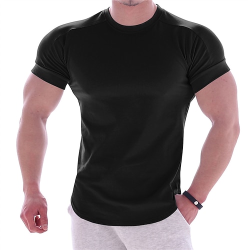 Per uomo maglietta Maglia da palestra Maglia da allenamento Camicie da allenamento Girocollo Manica corta Addestramento Sportivo Fitness Casual / quotidiano Palestra Asciugatura rapida Traspirazione