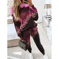 Set di tuta sportiva donna 2 pezzi felpa pantaloni da tuta sportivi set jogger pantaloni tuta a lungo maniche girocollo grafica astratta stampa cordoncino casual all'aperto rosa blu verde