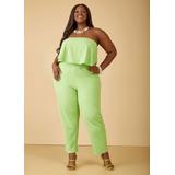 Plus Size Strapless Flounced Jumpsuit