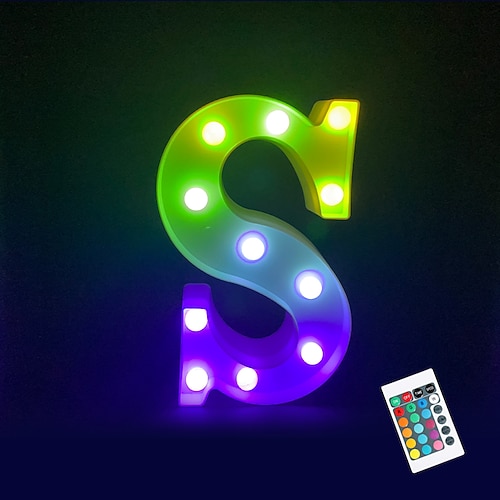LED-Buchstabenlichtzeichen 26 Buchstaben Alphabet mit Fernbedienung Leuchtbuchstabenzeichen bunt für Nachtlicht Hochzeit/Geburtstagsfeier batteriebetriebene Weihnachtslampe Hausbar Image