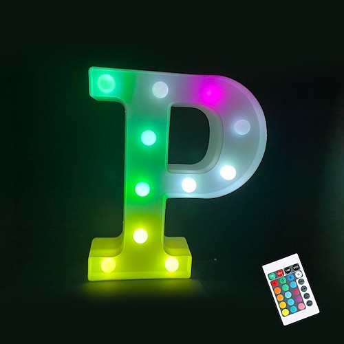 LED-Buchstabenlichtzeichen 26 Buchstaben Alphabet mit Fernbedienung Leuchtbuchstabenzeichen bunt für Nachtlicht Hochzeit/Geburtstagsfeier batteriebetriebene Weihnachtslampe Hausbar Image