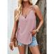 Tank Top Spaghetti-Shirt Öse oben Damen Schwarz Weiß Rosa Glatt Viertel Postleitzahl Casual Modisch V Ausschnitt Regular Fit S