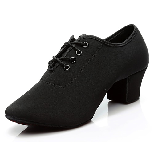 klassische schwarze Tanzschuhe mit Schnürung für Damen - bequeme Absätze für Standard- und lateinamerikanische Tänze Image