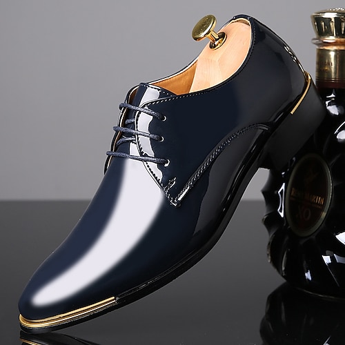 Herrenschuhe aus Lackleder – klassische schwarze Oxford-Schnürschuhe für Business, Hochzeiten und das Büro