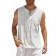 Herren leinenhemd Hemd aus Baumwollleinen Sommerhemd Strandhemd Tank Top Weiß Dunkelgrün Kamel Feste Farbe ohne Kragen Casual Täglich Bekleidung