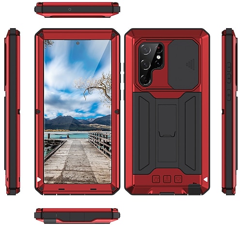 Handy Hülle Handyhüllen Für Samsung Galaxy S26 Ultra Plus S25 S23 Ultra Plus S22 Plus Ultra Robust Staubdicht Eckenschutz Ständer Geometrisches Muster Metall