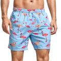 Herren Boardshorts Badeshorts Badehose Schwimmshorts Bademode Sommer-Shorts Strandshorts Kurze Hosen mit Mesh-Futter Elastische Taille Bedruckt Graphic Flamingo Komfort Atmungsaktiv Kurz Casual