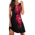 Damen Casual kleid Etuikleid Sommerkleid Minikleid Schwarzgrau Schwarz Rote Ärmellos Blumen Ausgeschnitten Sommer Frühling Rundhalsausschnitt Basic Urlaub 2023 S M L XL XXL 3XL