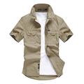 Herren Hemd Knopfhemd Sommerhemd Cargo-Shirt Schwarz Gelb Armeegrün Blau Khaki Kurzarm Glatt Einfarbig Kragen Umlegekragen Casual Täglich Button-Down Bekleidung 100% Baumwolle Basic Brautkleider