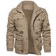 Herren Wintermantel Winterjacke Outdoor Wandern Windundurchlässig Warm Winter Einfarbig Ständer Kurz Baumwolle Schwarz Armeegrün Khaki Jacken