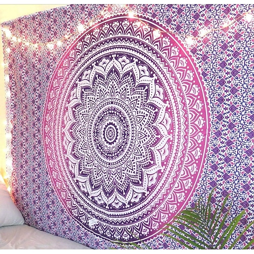 Mandala Bohemian große Wandteppich Kunstdekor Decke Vorhang hängend Zuhause Schlafzimmer Wohnzimmer Wohnheim Dekoration Boho Hippie psychedelisch Blumen Blume Lotus Indianer Image