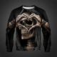 Totenkopf Motiv Valentinstag Herren Modisch 3D-Druck Sweatshirt Pullover Valentinstag Ausgehen Festival Sweatshirts Rote Blau Langarm Rundhalsausschnitt 3D-Druck Frühling Herbst Designer