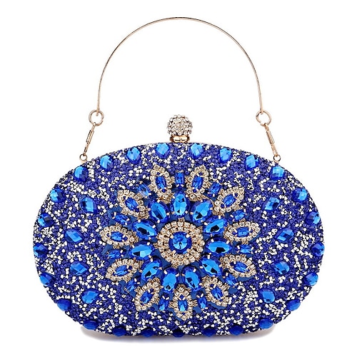 Luxuriöse Abendclutch aus blauem Kristall für Damen – Strass-Handtasche mit Griff für Hochzeiten, Partys und formelle Anlässe