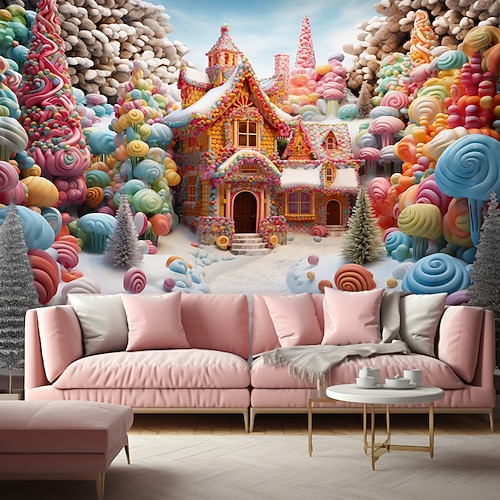 Candyland Haus Wandteppich Wand Kunst große Wandteppich Wandbild Dekor Fotografie Hintergrund Decke Vorhang Haus Schlafzimmer Wohnzimmer Image