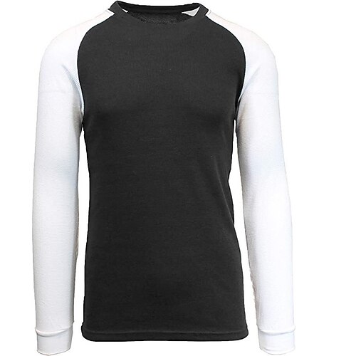 Herren T Shirt T-Shirt Langarmshirt Langarm Rundhalsausschnitt Herbst Winter Farbblock Raglanärmel Mode Designer Basic Patchwork Urlaub Straße Ausgehen Dunkelrot Schwarz Weiß Top T-Shirt für Herren Image