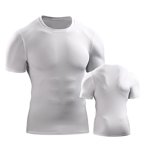 Herren Einfarbig Lauf-T-Shirt Kompressionsshirt Laufshirt Sommer Kurzarm Sportlich Spandex Schnelltrocknend Weich Ausschwitzen Feuchtigkeitsableitend Atmungsaktiv Fitnesstraining Aktives Training